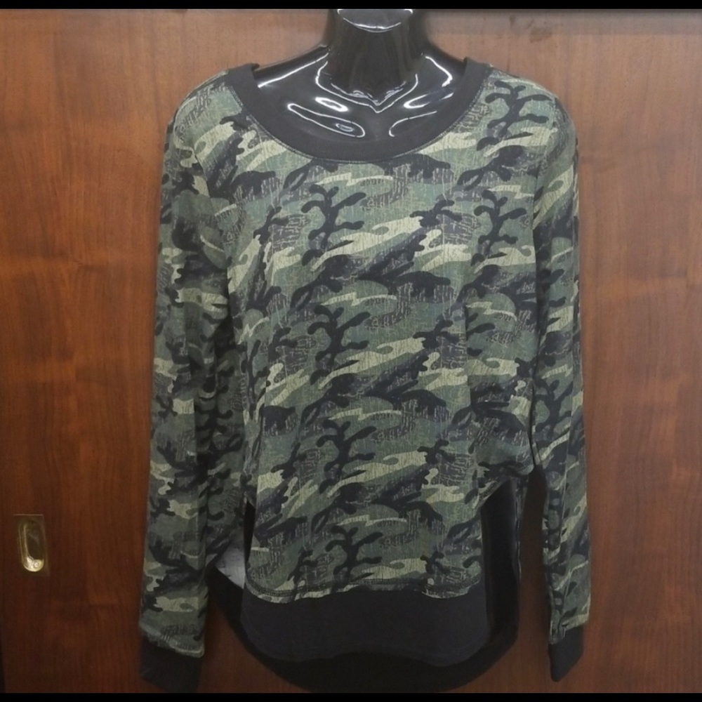 Hem & Thread Camo 2 Tone Long Sleeve Top